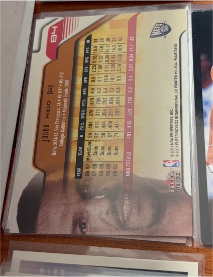 2001 Fleer Jason Kidd #01 of 02 — front