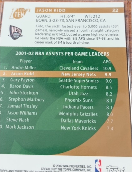 2001 Topps #32 Jason Kidd — front