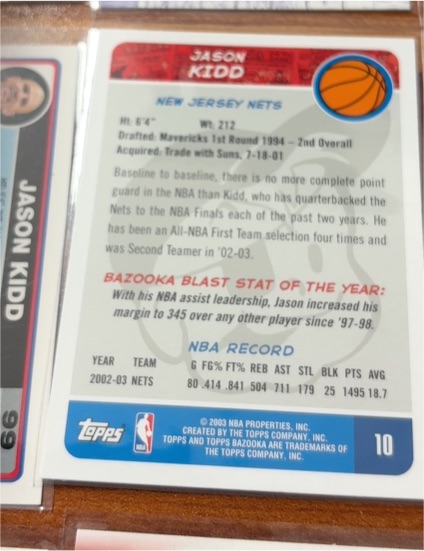 2003-04 Topps Bazooka #10 Jason Kidd — front