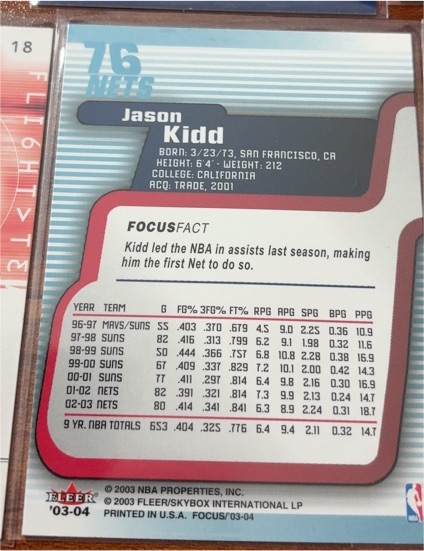 2003-04 Fleer Focus #03-04 Jason Kidd — front