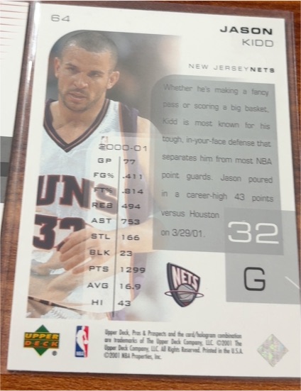 2000-01 Upper Deck Pros and Prospects #64 Jason Kidd — front