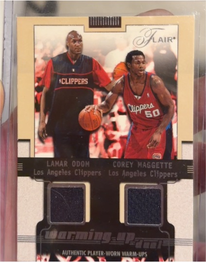 2001-02 Flair Warming Up Dual #4 Lamar Odom/Corey Maggette — front