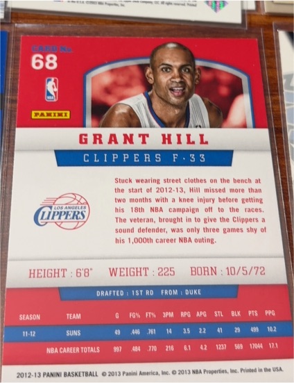 2012-13 Panini #68 Grant Hill — front