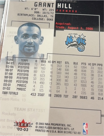 2002 Fleer Game Time #48 Grant Hill — front