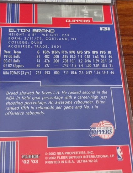 2002-03 Fleer #131 Elton Brand — front