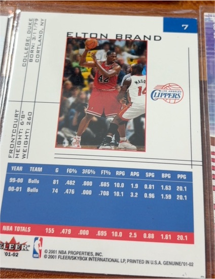 2001 Fleer #7 Elton Brand — front