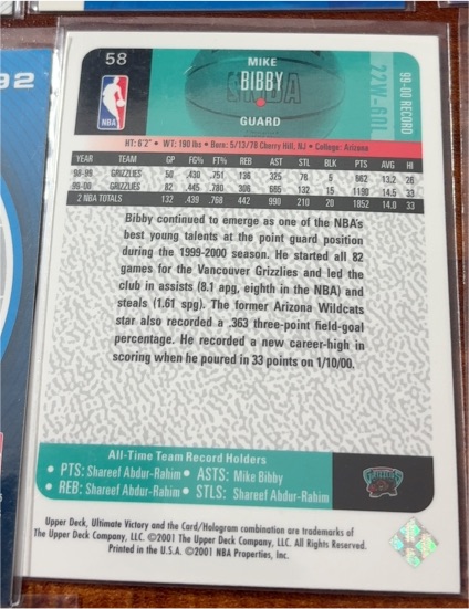 1999 Upper Deck #58 Mike Bibby — front