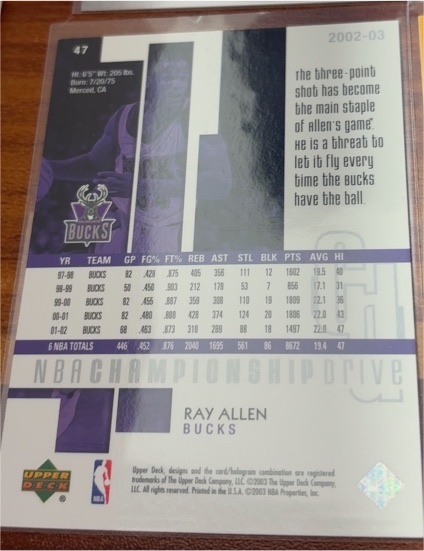 2002-03 Upper Deck #47 Ray Allen — front