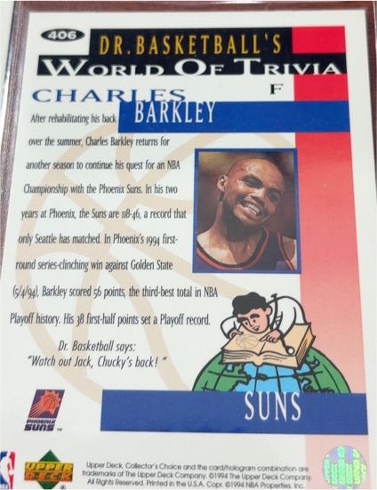 1994 Upper Deck #406 Charles Barkley — front