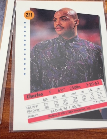 1991 SkyBox #211 Charles Barkley — front