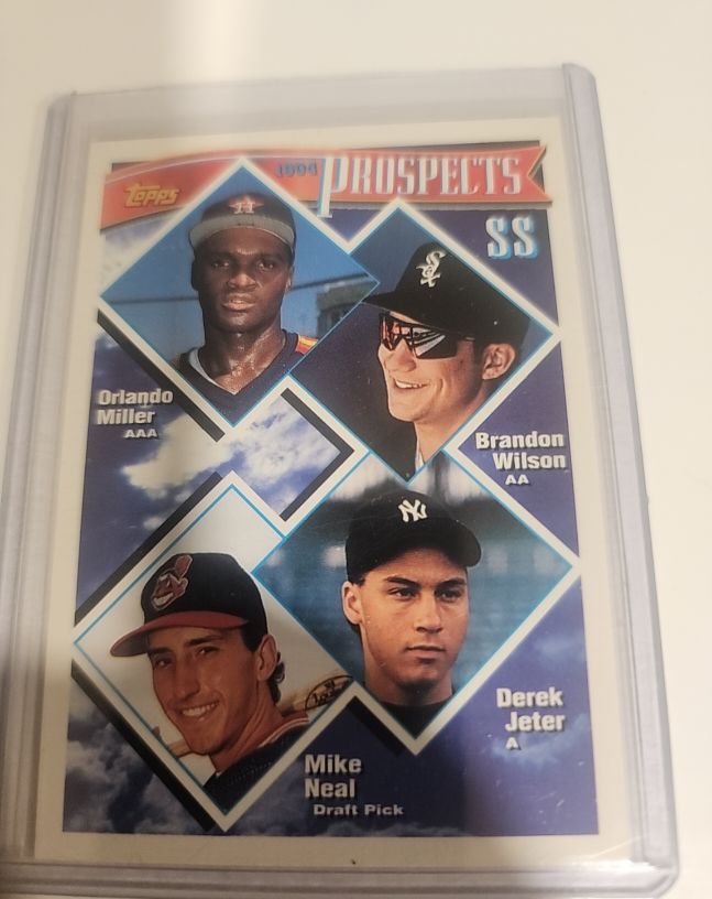 1994 Topps Prospects #158 Derek Jeter, Orlando Miller, Brandon Wilson, Mike Neal — front