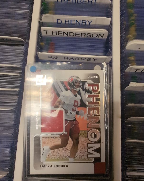 2025 Panini Donruss #RPJ-EEA Emeka Egbuka Rookie Phenom Jersey Buccaneers — front