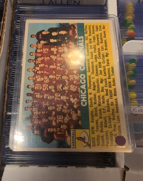 1956 Topps #22 Chicago Cardinals Team Card — front
