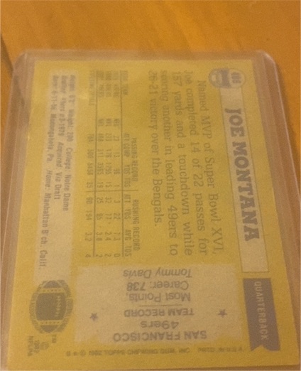 1983 Topps Stickers #21 Joe Montana — front