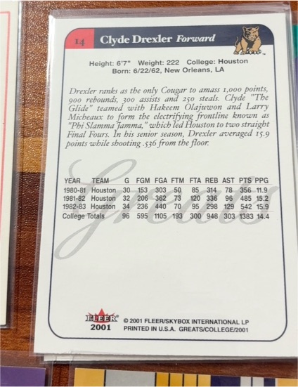 2001 Fleer #14 Clyde Drexler — front