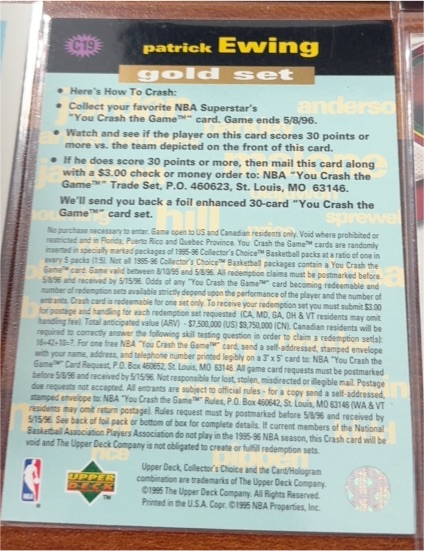 1995-96 Upper Deck Collector's Choice #C19 Patrick Ewing — front