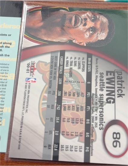 2000-01 Fleer #86 Patrick Ewing — front