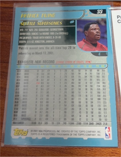 2001-02 Topps #33 Patrick Ewing — front