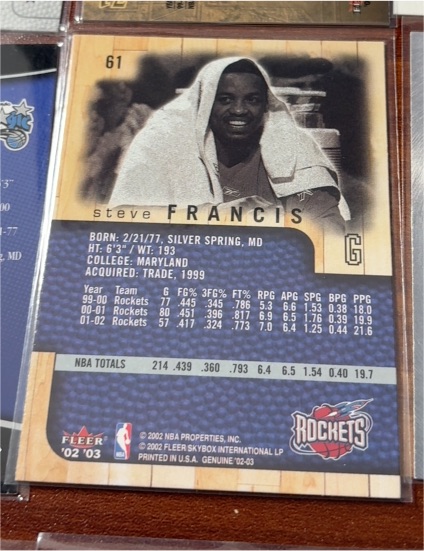2002-03 Fleer #61 Steve Francis — front