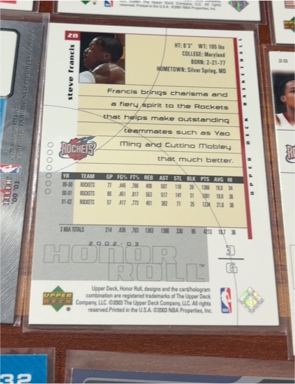 2002-03 Upper Deck Honor Roll #3 Steve Francis — front