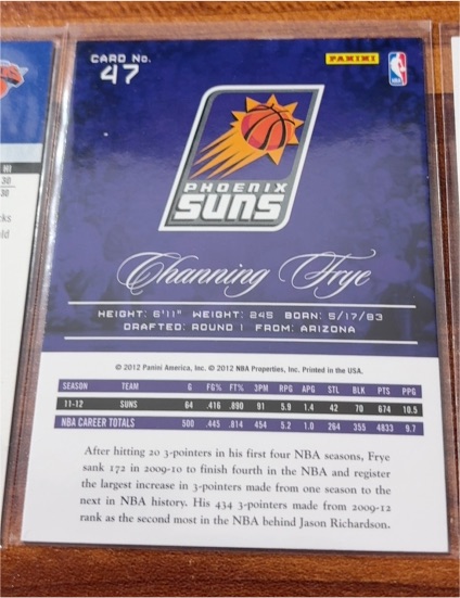 2012 Panini #47 Channing Frye — front