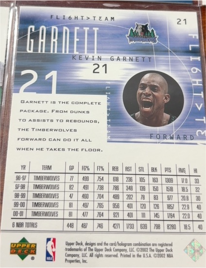 2001 Upper Deck Flight Team #21 Kevin Garnett — front
