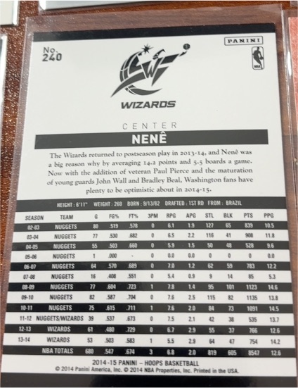 2014-15 Panini NBA Hoops #240 Nenê — front