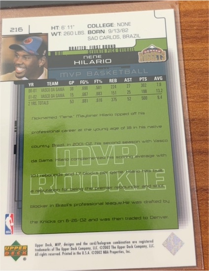 2002-03 Upper Deck MVP #216 Nene Hilario — front