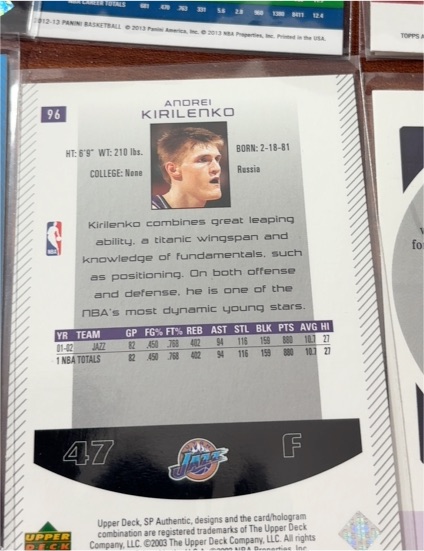 2002-03 Upper Deck UD Authentics #47 Andrei Kirilenko — front