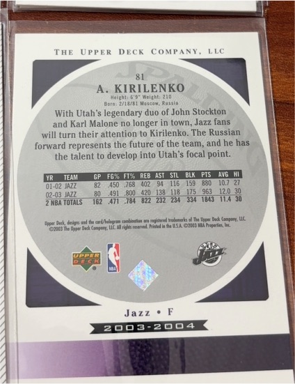 2003 Upper Deck #81 Andrei Kirilenko — front