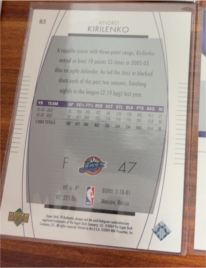 2003-04 Upper Deck #85 Andrei Kirilenko — front