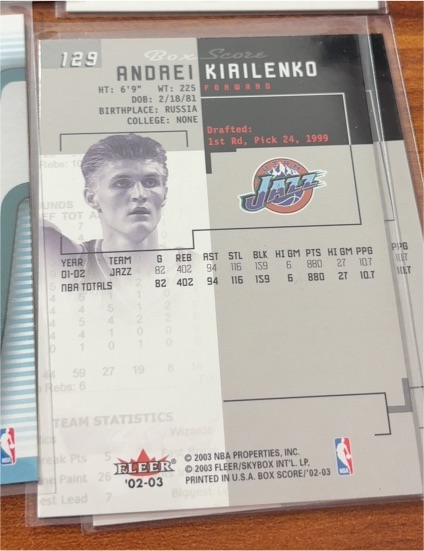 2002-03 Fleer Box Score #129 Andrei Kirilenko — front