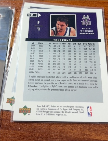 2003 Upper Deck #92 Toni Kukoc — front