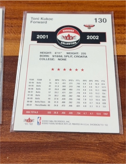 2001-02 Fleer Shoebox Collection #130 Toni Kukoc — front