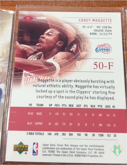 2002 Upper Deck #37 Corey Maggette — front