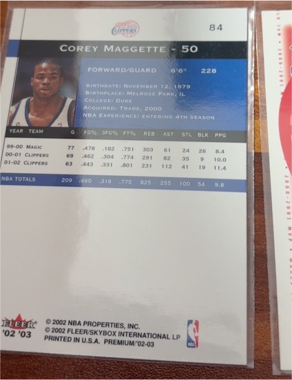 2002-03 Fleer Premium #84 Corey Maggette — front