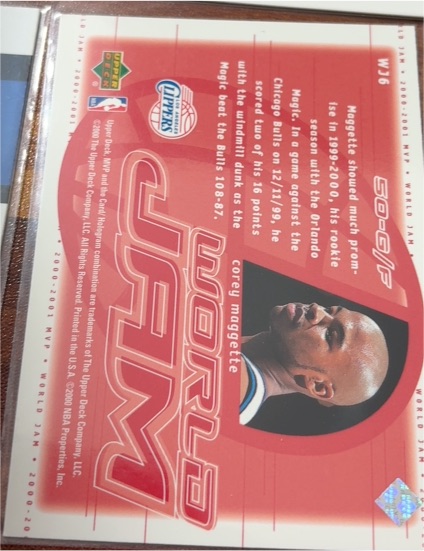 2000-01 Upper Deck MVP World Jam #WJ6 Corey Maggette — front