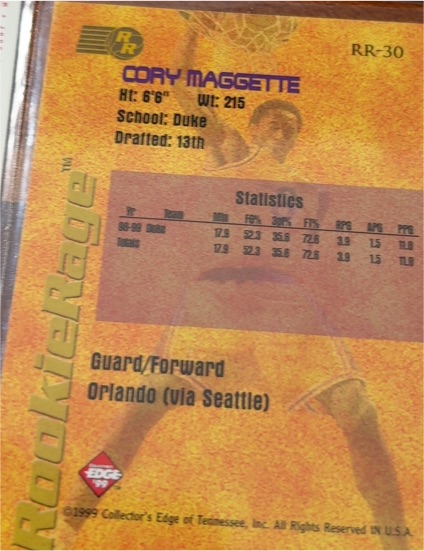 1999 Collector's Edge Rookie Rage #RR-30 Cory Maggette — front
