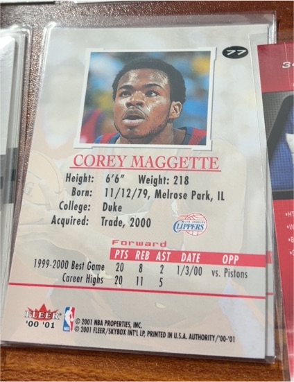 2000-01 Fleer Authority Prominence #77 Corey Maggette — front