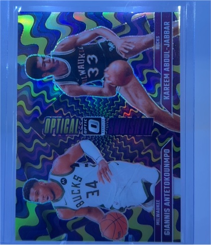 2024-25 Donruss Optic Optical Illusions #4 Giannis Antetokounmpo & Kareem Abdul-Jabbar — front