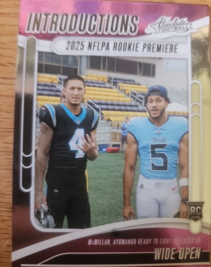 2025 Panini Absolute Introductions Wide Open #I-TMN Tetairoa McMillan & Elic Ayomanor — front