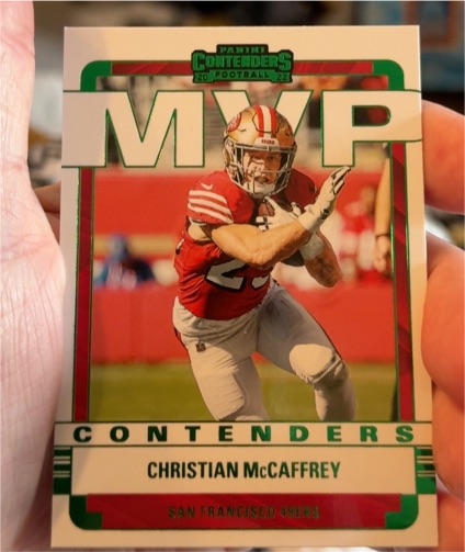 2022 Panini Contenders MVP Contenders #MVP-CMC Christian McCaffrey — front