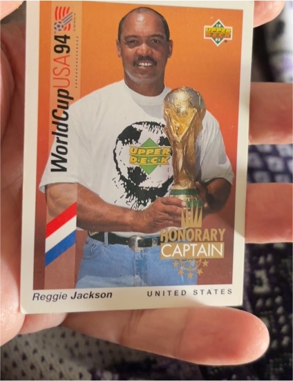 1993 Upper Deck World Cup Preview #HC1 Reggie Jackson Honorary Captain — front