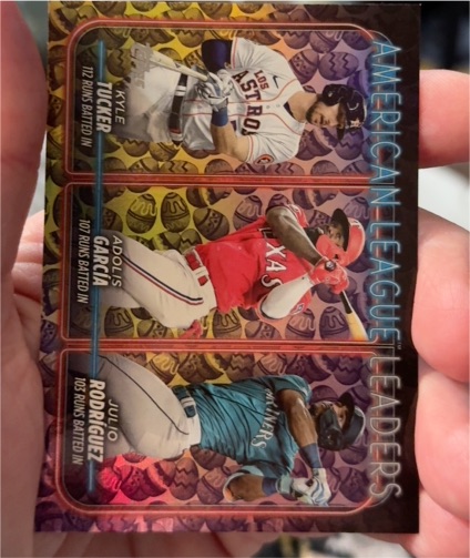 2024 Topps Series 1 #106 American League Leaders Kyle Tucker Adolis Garcia Julio Rodriguez — front
