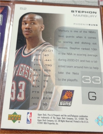 2000-01 Upper Deck #52 Stephon Marbury — front