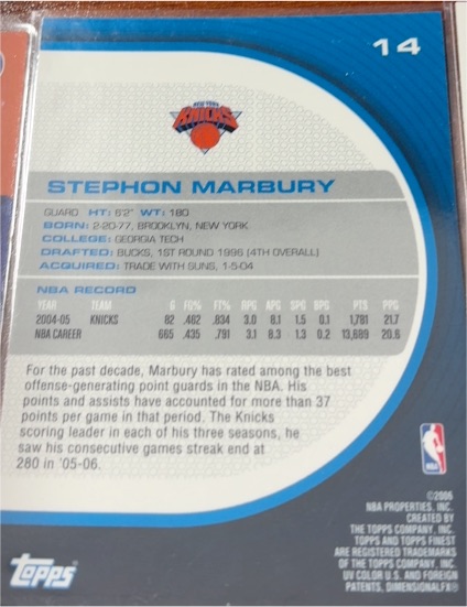2004-05 Topps #14 Stephon Marbury — front