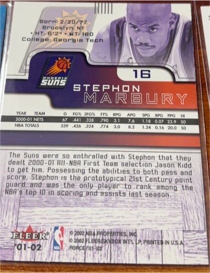 2001-02 Fleer #16 Stephon Marbury — front