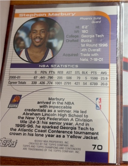 2002 Topps #70 Stephon Marbury — front