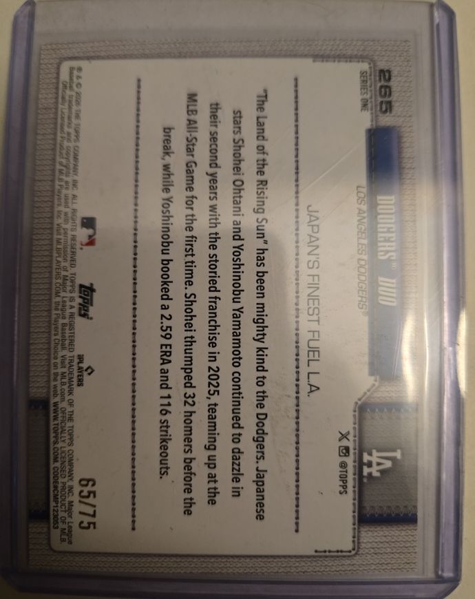 2026 Topps #265 Dodgers Duo (Shohei Ohtani / Yoshinobu Yamamoto) — front