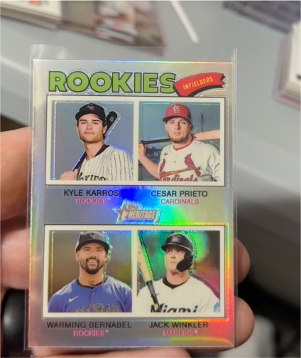 2026 Topps Heritage #394 Rookie Infielders Chrome Karros Prieto Bernabel Winkler — front